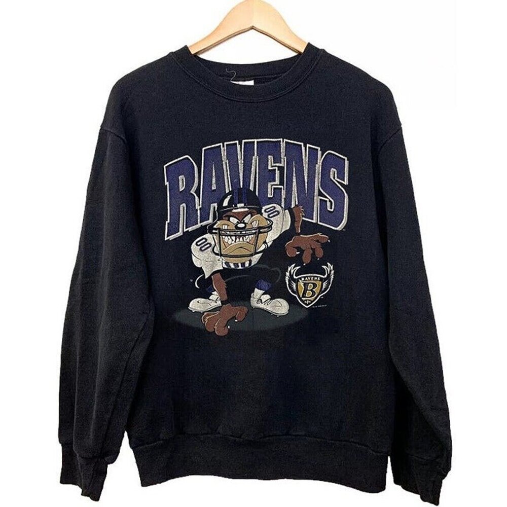 Baltimore Ravens 1996 Looney Tunes Taz Sweatshirt Retro NFL Crewneck 79